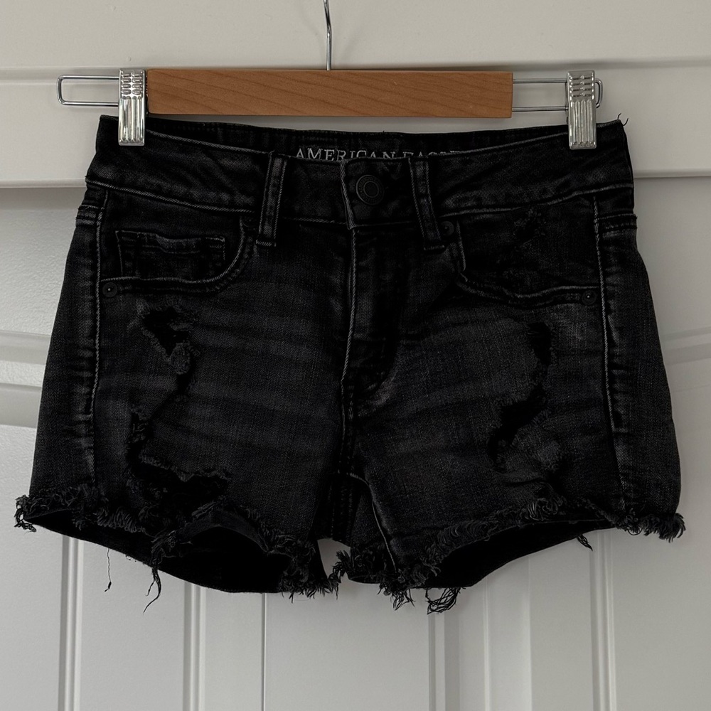 American Eagle Outfitters Black High-Waisted Jean Shorts